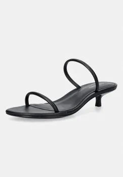 Calvin Klein sandale cu toc cui din piele KITT HEEL SNDL DOUBLE STRAP LTH imagine