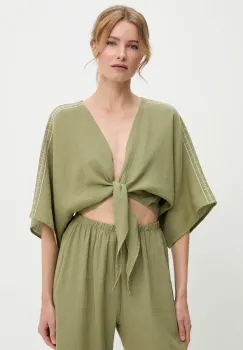 camasa din bumbac culoarea verde, relaxed imagine