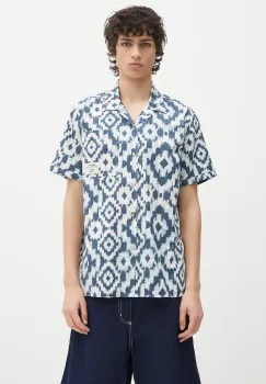 camasa din bumbac Homelane Printed S/S Relaxed Fit Shirt culoarea bleumarin, relaxed, MSH5599 imagine