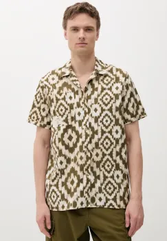 camasa din bumbac Homelane Printed S/S Relaxed Fit Shirt culoarea verde, relaxed, MSH5599 imagine