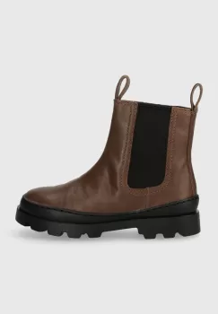 Camper cizme chelsea din piele pentru copii Brutus Kids culoarea maro imagine