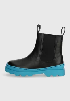 Camper cizme chelsea din piele pentru copii Brutus Kids culoarea negru imagine