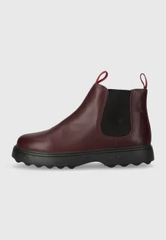 Camper cizme chelsea din piele pentru copii Norte Kids culoarea bordo imagine