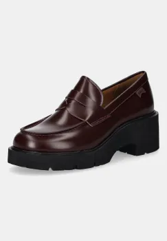 Camper mocasini de piele Milah culoarea bordo, cu toc plat, K201425-030 imagine