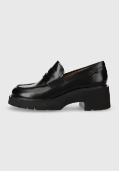 Camper mocasini de piele Milah femei, culoarea negru, cu platforma, K201425.002 imagine