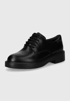 Camper pantofi de piele Dean femei, culoarea negru, cu platforma, K201684-001 imagine