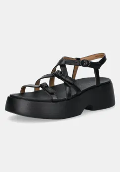 Camper sandale de piele Tasha femei, culoarea negru, cu platforma, K201713-001 imagine