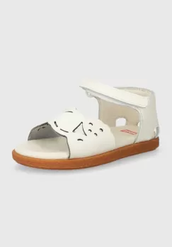 Camper sandale din piele pentru copii culoarea alb imagine