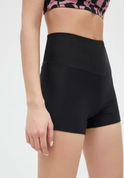 Casall pantaloni scurti de antrenament culoarea negru, neted, high waist imagine