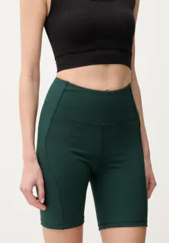 Casall pantaloni scurti de antrenament culoarea verde, neted, high waist, 25060 imagine