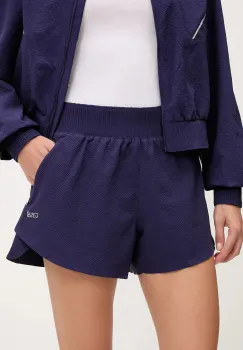 Casall pantaloni scurti de antrenament Luna culoarea bleumarin, uni, high waist, 25043 imagine