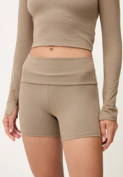 Casall pantaloni scurti de yoga Sublime culoarea verde, melanj, high waist, 25252 imagine