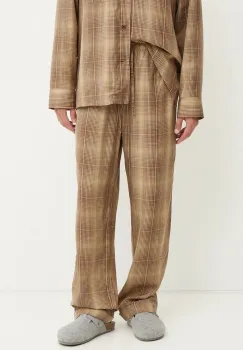 CDLP pantaloni de pijama barbati, culoarea maro, neted, MHO011052201 imagine