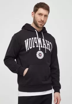 Champion bluza barbati, culoarea negru, cu gluga, cu imprimeu imagine