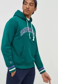 Champion bluza barbati, culoarea verde, cu gluga, cu imprimeu imagine