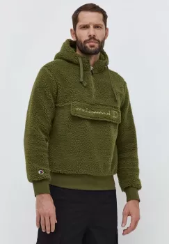 Champion bluza barbati, culoarea verde, cu gluga, neted imagine