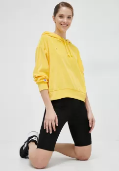 Champion bluza femei, culoarea galben, cu gluga, neted imagine