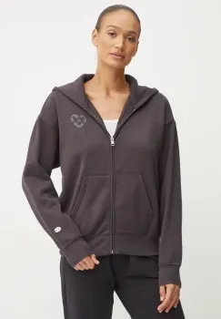 Champion bluza femei, culoarea gri, cu gluga, cu imprimeu, 117493 imagine