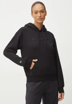 Champion bluza femei, culoarea negru, cu gluga, cu imprimeu, 117581 imagine