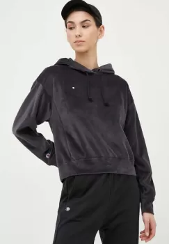 Champion bluza femei, culoarea negru, cu gluga, neted imagine