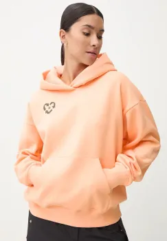 Champion bluza femei, culoarea portocaliu, cu gluga, cu imprimeu, 117491 imagine