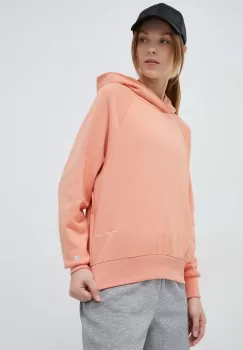 Champion bluza femei, culoarea portocaliu, cu gluga, neted imagine