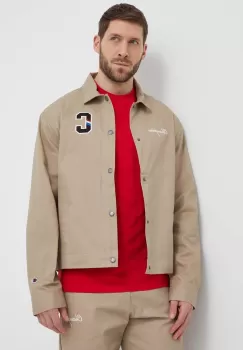 Champion jacheta de camasa din bumbac culoarea bej, de tranzitie, 219859 imagine