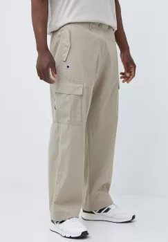 Champion pantaloni de bumbac culoarea bej, cu fason cargo, 220015 imagine