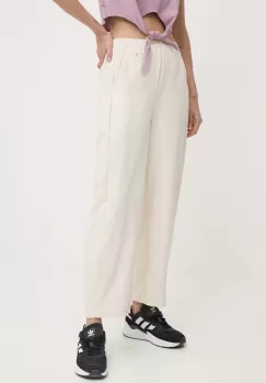 Champion pantaloni femei, culoarea bej, drept, high waist, 117110 imagine