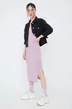 Champion rochie din bumbac culoarea violet, midi, mulata imagine