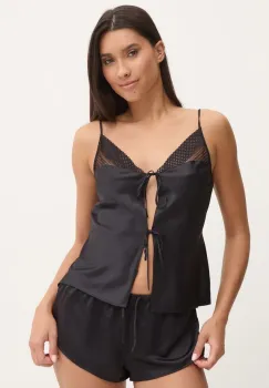 Chantelle maiou de pijama culoarea negru, satin, C22EI5 imagine