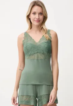 Chantelle maiou de pijama FEMILET culoarea verde, dantela, FNAKI0 imagine
