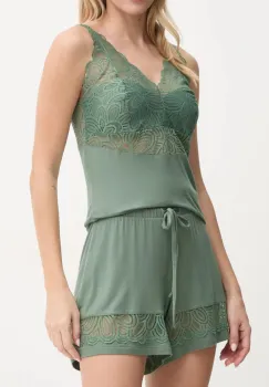 Chantelle pantaloni scurti de pijama FEMILET femei, culoarea verde, FNAKE5 imagine