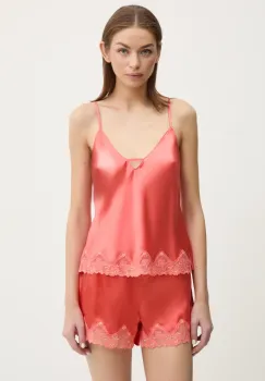 Chantelle top de pijama de matase culoarea portocaliu, C15OI5 imagine
