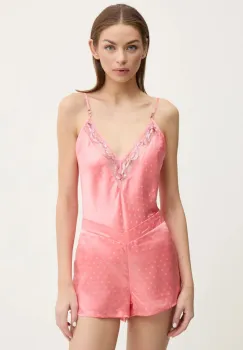 Chantelle top de pijama de matase culoarea roz, satin, C017I5 imagine