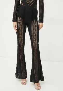 Charo Ruiz Ibiza pantaloni Eana femei, culoarea negru, evazati, high waist, 255501 imagine