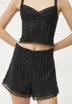 Charo Ruiz Ibiza pantaloni scurti Hazie femei, culoarea negru, uni, high waist, 256500 imagine