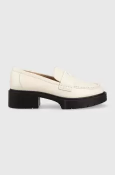 Coach mocasini de piele Cb990 Leah Loafer femei, culoarea bej, cu platforma imagine