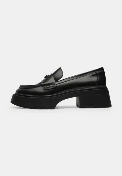 Coach mocasini de piele Leah Platform Leather Loafer culoarea negru, cu platforma, CZ382 imagine