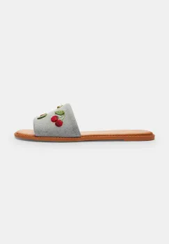 Coach papuci cu toc plat pentru femei, din bumbac Holly Denim Cherries Sandal imagine