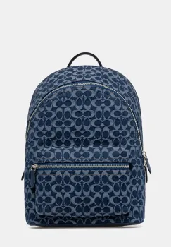 Coach rucsac barbati, culoarea albastru marin, mare, cu imprimeu, CAJ71 imagine