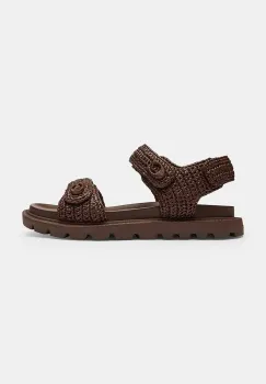 Coach sandale cu toc plat pentru femei, din piele Brynn Raffia Sandal imagine