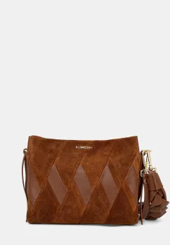 Coccinelle geanta de mana din piele intoarsa BOHEME NEW GEOMET.PATCH culoarea maro, E1.T66.58.01.01 imagine