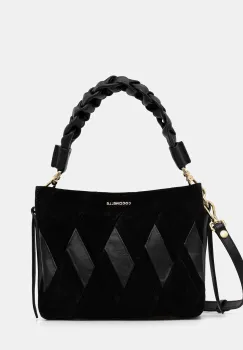Coccinelle geanta de mana din piele intoarsa BOHEME NEW GEOMET.PATCH culoarea negru, E1.T66.58.01.01 imagine