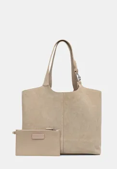 Coccinelle geanta de mana din piele intoarsa culoarea bej, E1.THE.11.01.01 imagine