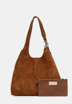 Coccinelle geanta de mana din piele intoarsa culoarea bej, E1.THE.11.01.01 imagine