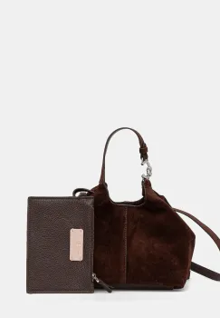 Coccinelle geanta de mana din piele intoarsa culoarea maro, E1.THE.58.01.01 imagine