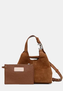 Coccinelle geanta de mana din piele intoarsa culoarea maro, E1.THE.58.01.01 imagine