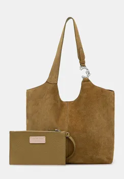 Coccinelle geanta de mana din piele intoarsa culoarea verde, E1 THE 11 02 01 imagine