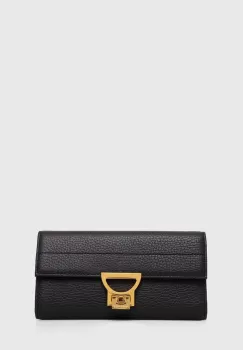 Coccinelle portofel de piele femei, culoarea negru imagine